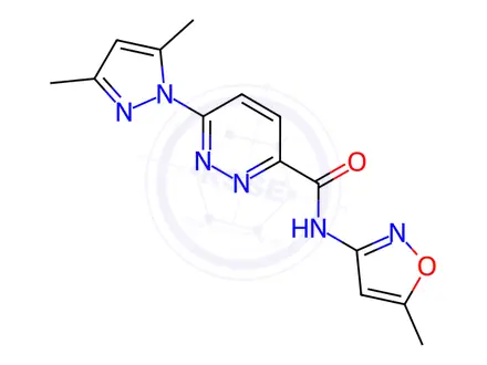 Chemical structure of 6-(3,5-Dimethyl-1H-pyrazol-1-yl)-N-(5-methylisoxazol-3-yl)pyridazine-3-carboxamide