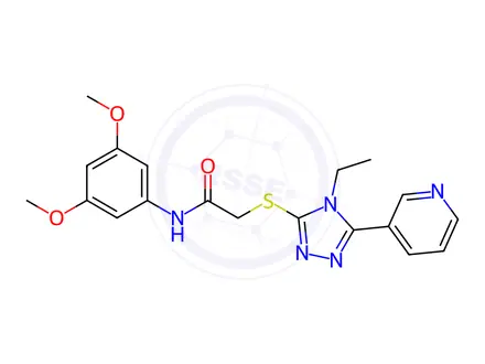 Chemical structure of N-(3,5-Dimethoxyphenyl)-2-((4-ethyl-5-(pyridin-3-yl)-4H-1,2,4-triazol-3-yl)thio)acetamide