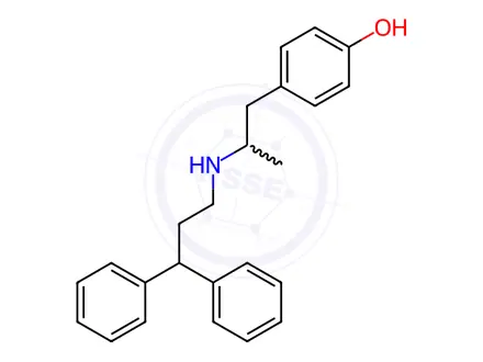 Chemical structure of 4-(2-((3,3-diphenylpropyl)amino)propyl)phenol