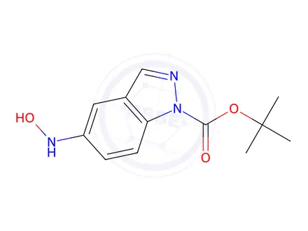 Chemical structure of tert-butyl 5-(hydroxyamino)-1H-indazole-1-carboxylate