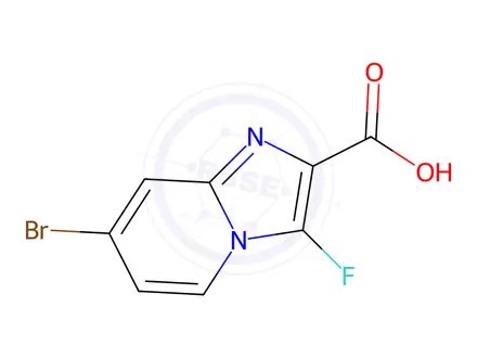 Chemical structure of Imidazo[1,2-a]pyridine-2-carboxylic acid, 7-bromo-3-fluoro-