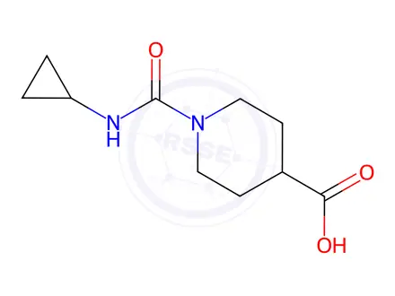 Chemical structure of 1-(Cyclopropylcarbamoyl)piperidine-4-carboxylic acid