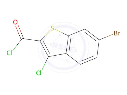 Chemical structure of 6-Bromo-3-chloro-1-benzothiophene-2-carbonyl Chloride