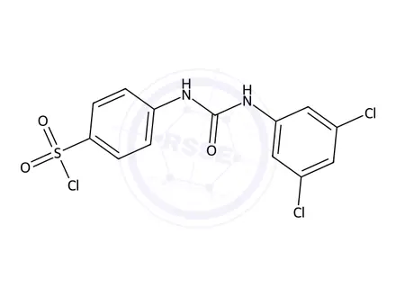 Chemical structure of 4-(3-(3,5-Dichlorophenyl)ureido)benzene-1-sulfonyl chloride