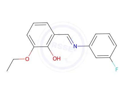 Chemical structure of (E)-2-ethoxy-6-(((3-fluorophenyl)imino)methyl)phenol
