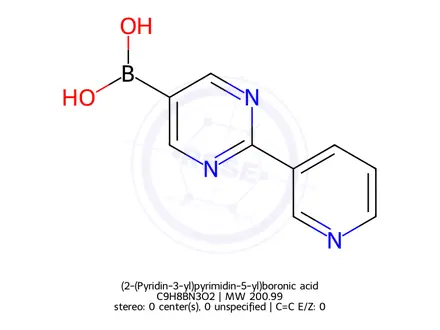 Chemical structure of (2-(Pyridin-3-yl)pyrimidin-5-yl)boronic acid