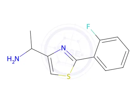 Chemical structure of 1-(2-(2-Fluorophenyl)thiazol-4-yl)ethan-1-amine