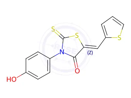 Chemical structure of 3-(4-hydroxyphenyl)-5-(2-thienylmethylene)-2-thioxo-1,3-thiazolidin-4-one