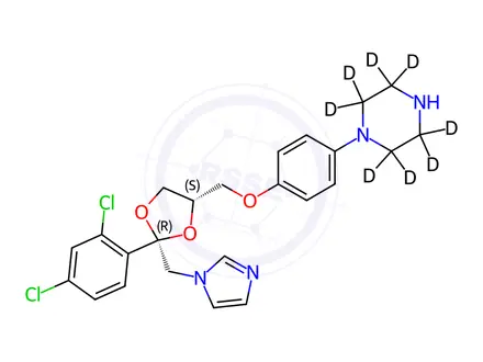 Chemical structure of Ketoconazole Impurity 4-d8 (Ketoconazole EP Impurity D-d8) (Mixture of Enantiomers)