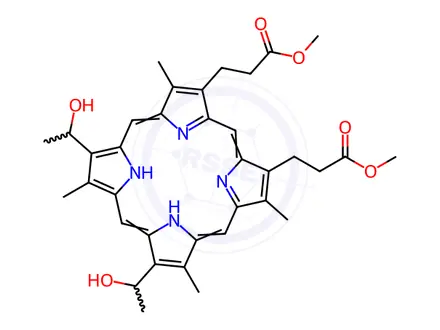Chemical structure of hematoporphyrin IX dimethylester