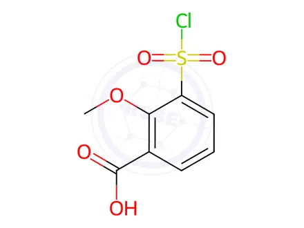 Chemical structure of 3-(chlorosulfonyl)-2-methoxybenzoic acid