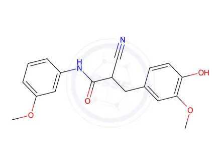 Chemical structure of 2-Cyano-3-(4-hydroxy-3-methoxyphenyl)-N-(3-methoxyphenyl)propanamide