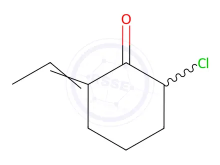 Chemical structure of Cyclohexanone, 2-chloro-6-ethylidene-