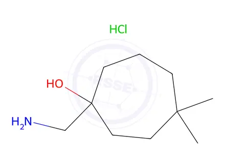 Chemical structure of 1-(aminomethyl)-4,4-dimethylcycloheptan-1-ol hydrochloride