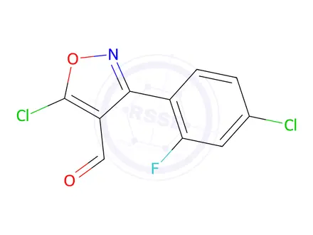 Chemical structure of 5-Chloro-3-(4-Chloro-2-fluorophenyl)-1,2-oxazole-4-carbaldehyde