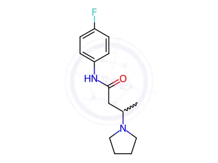 Chemical structure of N-(4-fluorophenyl)-3-(pyrrolidin-1-yl)butanamide