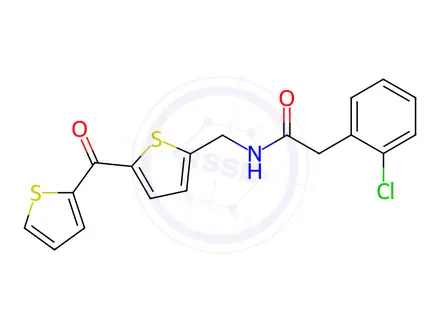 Chemical structure of 2-(2-Chlorophenyl)-N-((5-(thiophene-2-carbonyl)thiophen-2-yl)methyl)acetamide