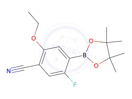 Chemical structure of 2-Ethoxy-5-fluoro-4-(tetramethyl-1,3,2-dioxaborolan-2-yl)benzonitrile