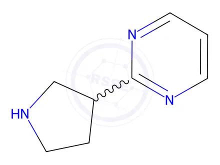 Chemical structure of 2-pyrrolidin-3-yl-pyrimidine trihydrochloride