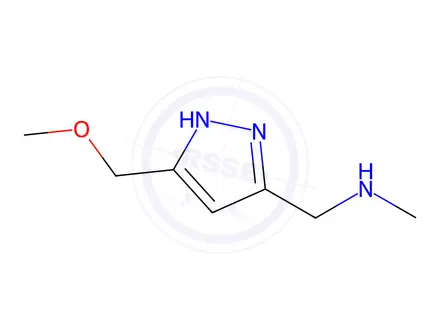 Chemical structure of 1-(5-(Methoxymethyl)-1H-pyrazol-3-yl)-N-methylmethanamine dihydrochloride