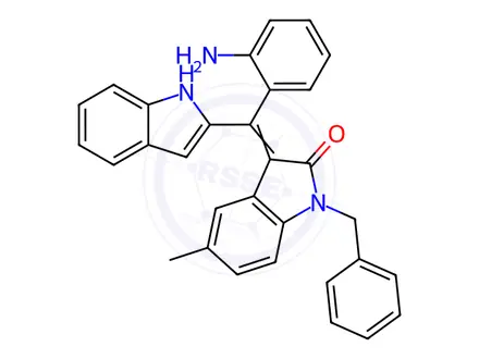 Chemical structure of (Z)-3-((2-Aminophenyl)(1H-indol-2-yl)methylene)-1-benzyl-5-methylindolin-2-one
