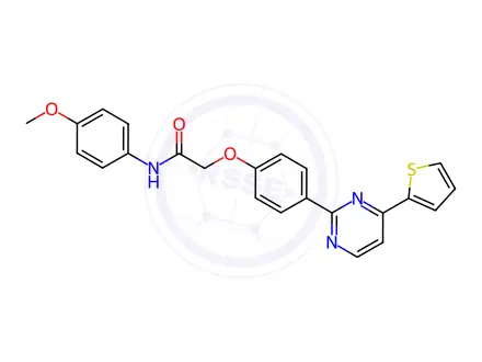 Chemical structure of N-(4-methoxyphenyl)-2-(4-(4-(thiophen-2-yl)pyrimidin-2-yl)phenoxy)acetamide