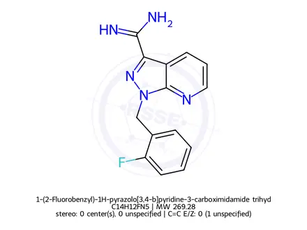 Chemical structure of 1-(2-Fluorobenzyl)-1H-pyrazolo[3,4-b]pyridine-3-carboximidamide