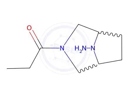 Chemical structure of 3,8-Diazabicyclo[3.2.1]octan-8-amine,3-(1-oxopropyl)-(9CI)
