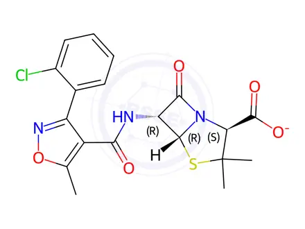 Chemical structure of Cloxacillin sodium salt hydrate