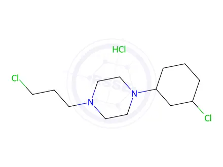 Chemical structure of Nefazodone Related Compound A (25 mg) (1-(3-chlorophenyl)-4-(3-chloropropyl)-piperazine hydrochloride)