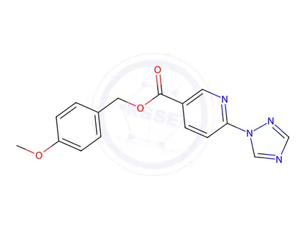 Chemical structure of 4-Methoxybenzyl 6-(1H-1,2,4-triazol-1-yl)nicotinate