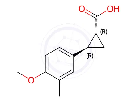 Chemical structure of (1R,2R)-2-(4-methoxy-3-methylphenyl)cyclopropane-1-carboxylic acid
