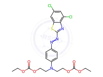Chemical structure of ethyl 5-[4-[(4,6-dichlorobenzothiazol-2-yl)azo]phenyl]-9-oxo-2,8,10-trioxa-5-azadodecanoate