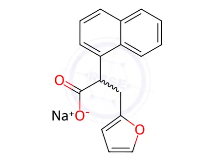 Chemical structure of [S,(-)]-α-(1-Naphthalenyl)-2-furanpropanoic acid sodium salt