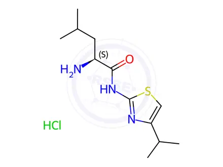 Chemical structure of (S)-2-amino-N-(4-isopropylthiazol-2-yl)-4-methylpentanamide hydrochloride
