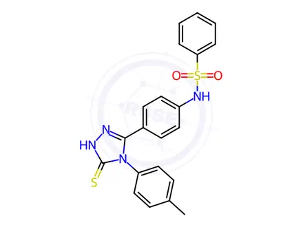 Chemical structure of N-(4-(5-Mercapto-4-(p-tolyl)-4H-1,2,4-triazol-3-yl)phenyl)benzenesulfonamide
