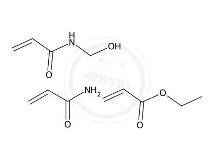 Chemical structure of 2-Propenoic acid, ethyl ester, polymer with N-(hydroxymethyl)-2-propenamide and 2-propenamide Acrylamide, ethyl acrylate, methylolacrylamide polymer