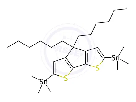 Chemical structure of Stannane, 1,1'-(4,4-dihexyl-4H-cyclopenta[2,1-b:3,4-b']dithiophene-2,6-diyl)bis[1,1,1-trimethyl-