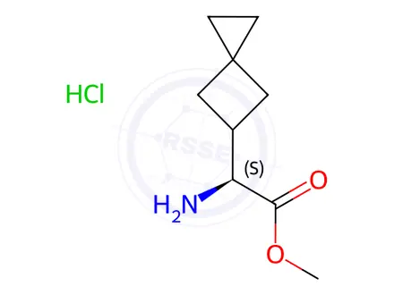 Chemical structure of Spiro[2.3]hexane-5-acetic acid, α-amino-, methyl ester, hydrochloride (1:1), (αS)-