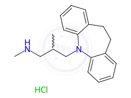 Chemical structure of N-Demethyl Trimipramine Hydrochloride