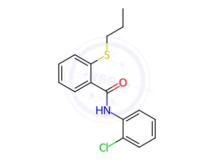 Chemical structure of N-(2-chlorophenyl)-2-propylsulfanylbenzamide