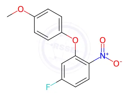 Chemical structure of Benzene, 4-fluoro-2-(4-methoxyphenoxy)-1-nitro-