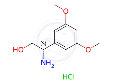 Chemical structure of (S)-2-Amino-2-(3,5-dimethoxyphenyl)ethan-1-ol hydrochloride