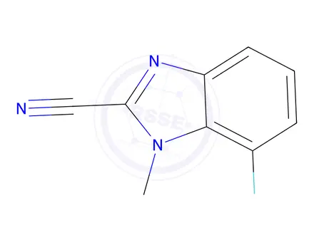 Chemical structure of 1H-Benzimidazole-2-carbonitrile, 7-fluoro-1-methyl-