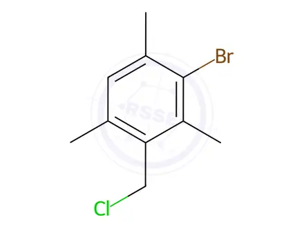 Chemical structure of Benzene, 2-bromo-4-(chloromethyl)-1,3,5-trimethyl-