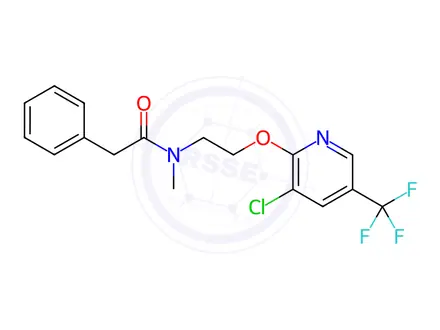 Chemical structure of N-(2-((3-chloro-5-(trifluoromethyl)pyridin-2-yl)oxy)ethyl)-N-methyl-2-phenylacetamide