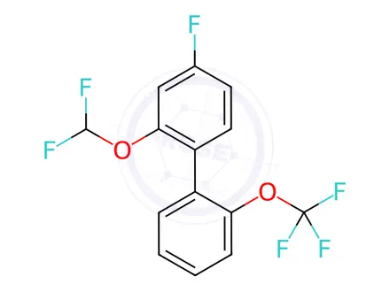 Chemical structure of 2-(Difluoromethoxy)-4-fluoro-2'-(trifluoromethoxy)biphenyl