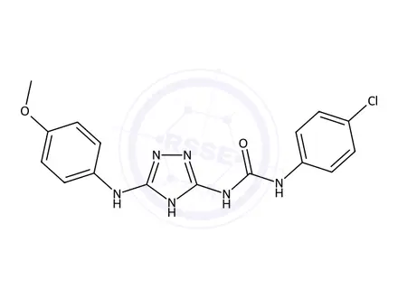 Chemical structure of 1-(4-Chlorophenyl)-3-(5-((4-methoxyphenyl)amino)-4H-1,2,4-triazol-3-yl)urea