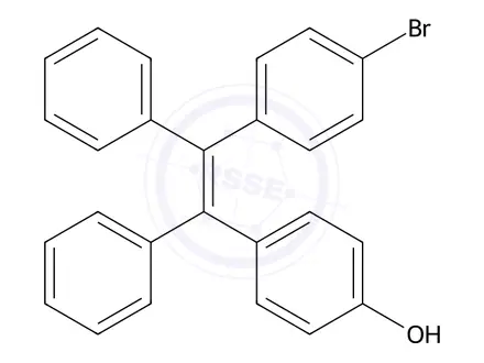 Chemical structure of 4-(2-(4-Bromophenyl)-1,2-diphenylvinyl)phenol