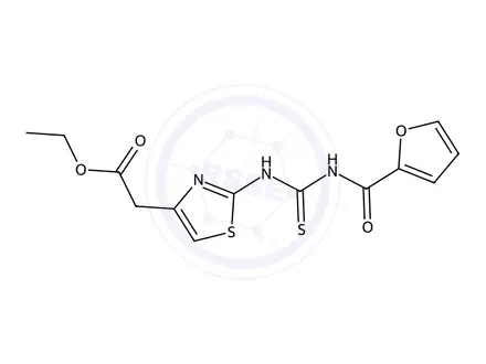 Chemical structure of Ethyl 2-(2-(3-(furan-2-carbonyl)thioureido)thiazol-4-yl)acetate